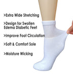 VEIGIKE Women Diabetic Socks Soft Breathable Moisture Wicking Quarter Ankle Socks, Extra Wide Non-Binding Socks 4 Pairs, White-4