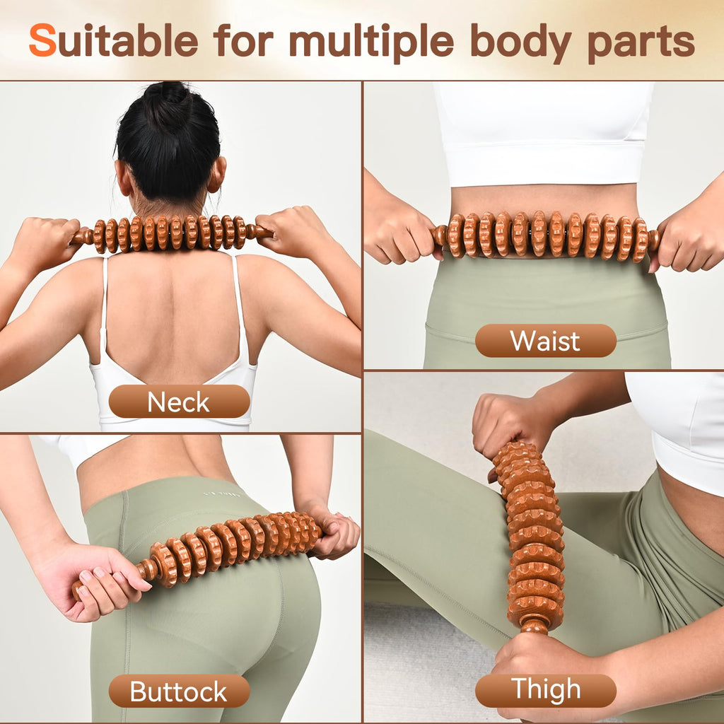 NXCYLW Wooden Cellulite Massage Roller Stick, Wood Therapy Massage Tools, Lymphatic Drainage Tool Cellulite Massager for Celluli