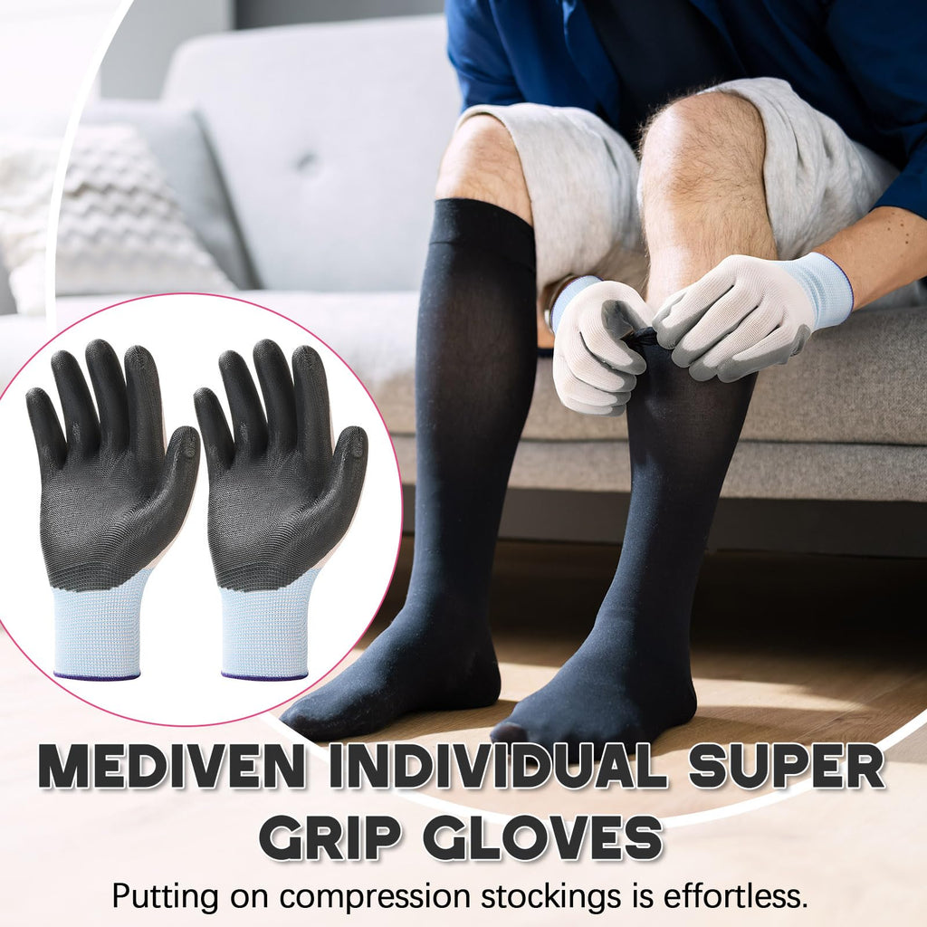 Sureio 3 Pairs Donning Gloves for Compression Stockings Gloves for Donning Gripping Compression Wear(Black)