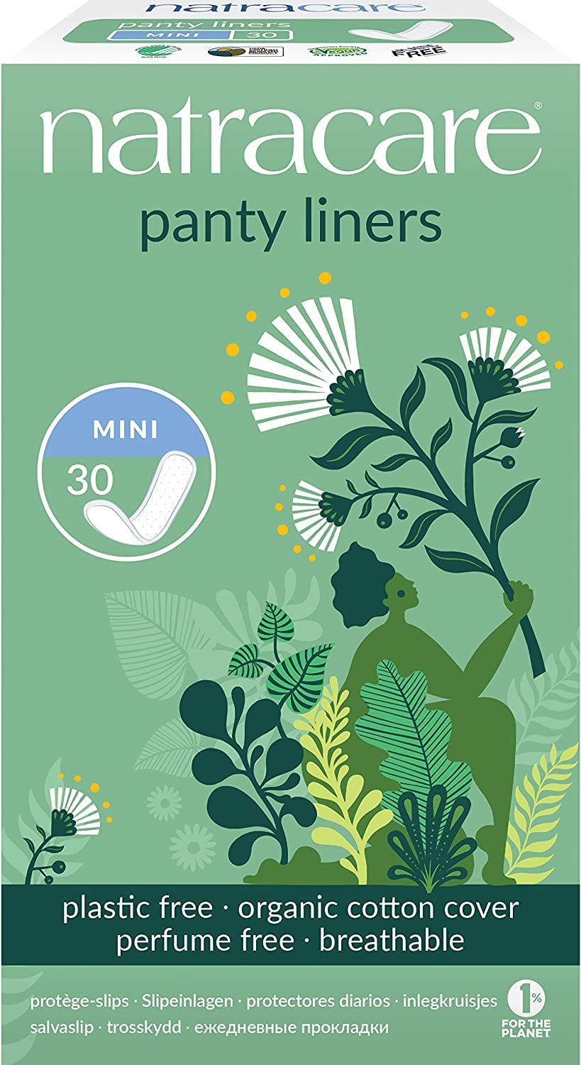 Natracare Natural Organic Mini Panty Liners, Made with Certified Organic Cotton, Ecologically Certified Cellulose Pulp and Plant