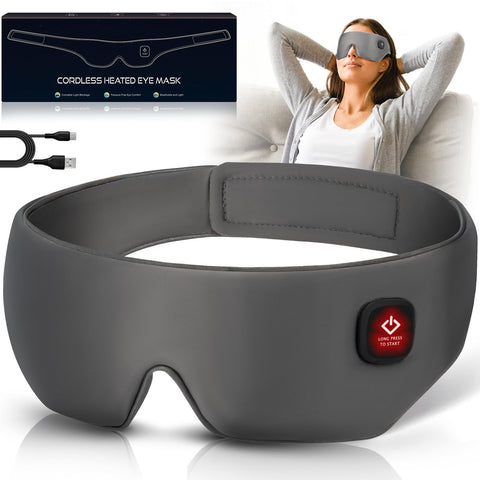 Silk Cordless Heated Eye Mask, Washable Sleep Mask Warm Eye Compress Mask Soft Pressure Free Shade Blindfold Electric Eye Heatin