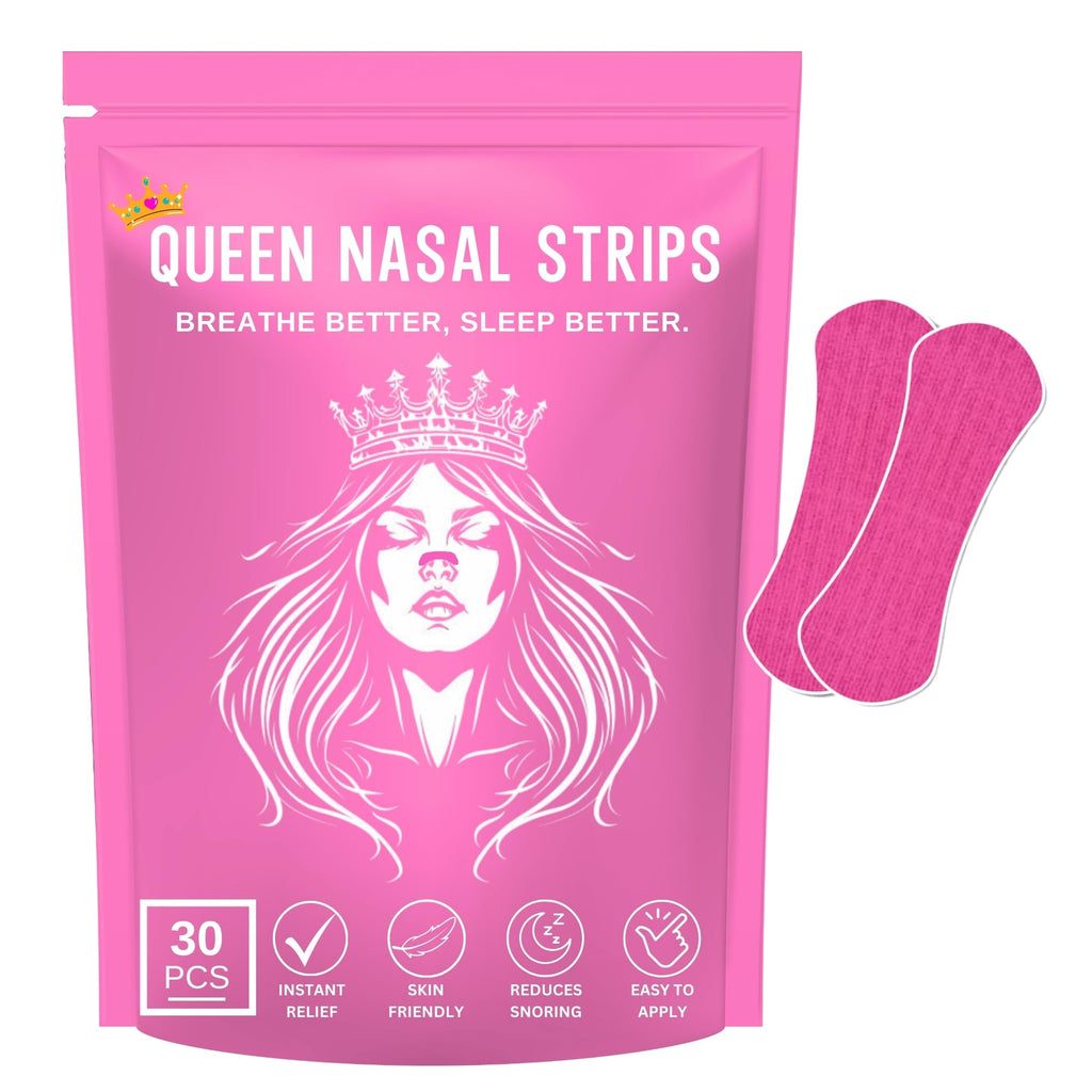 Queen Nasal Strips (30 Pack) Sleep Better - Helps with Snoring, Nasal Congestion & Exercise - Non-Invasive Anti Snoring Strips -