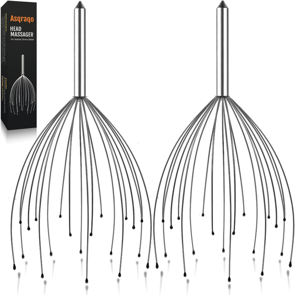 Asqraqo Stocking Stuffers, 2 Pack Scalp Massagers, 20 Fingers Hand-held Massage Tingle, Head Massagers for Deep Relaxation, Stre