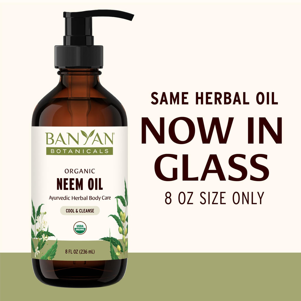 Banyan Botanicals Organic Neem Oil - Cooling & Soothing Ayurvedic Neem Oil - Supports Healthy Radiant Skin - 8 oz. - Non-GMO Sus