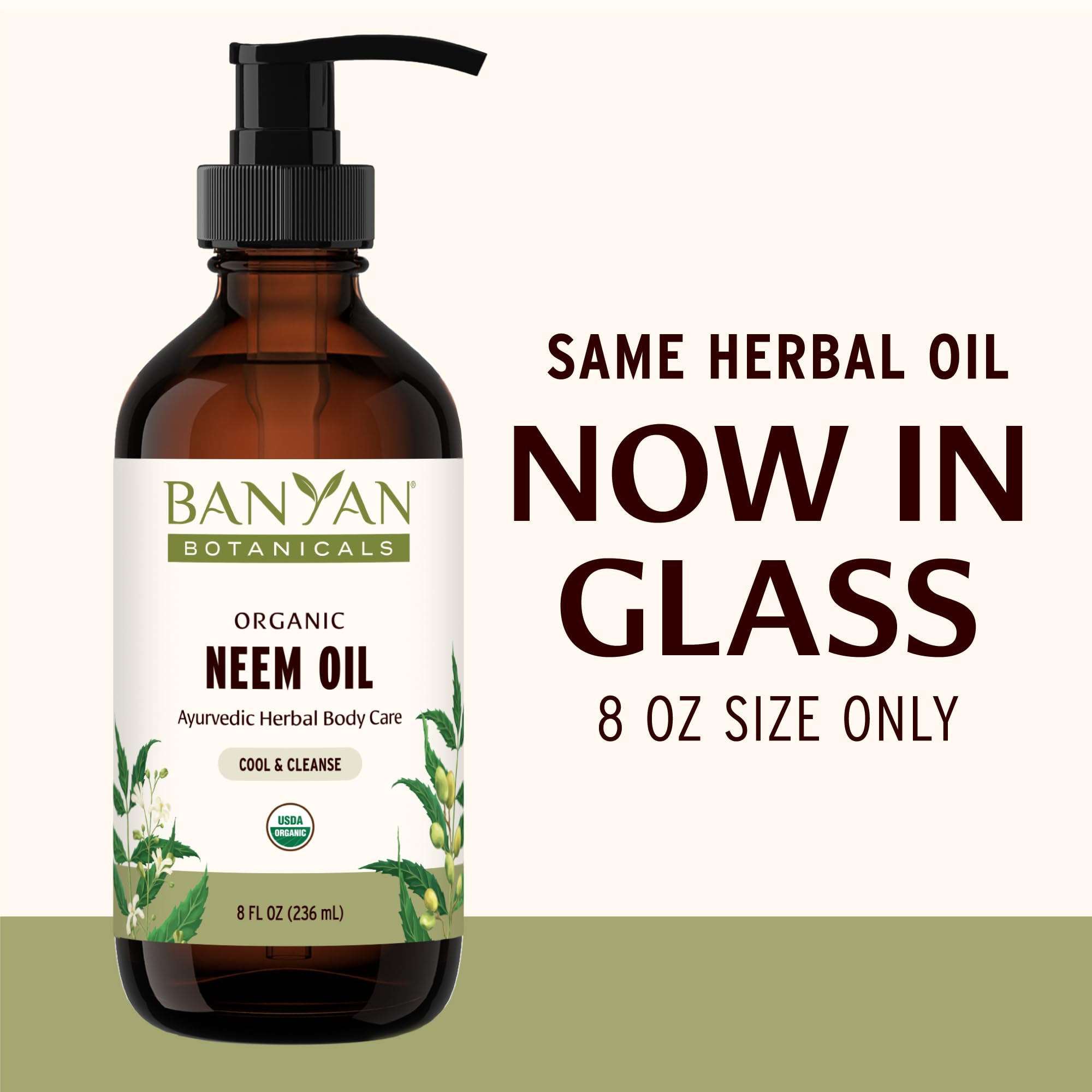 Banyan Botanicals Organic Neem Oil - Cooling & Soothing Ayurvedic Neem Oil - Supports Healthy Radiant Skin - 8 oz. - Non-GMO Sus