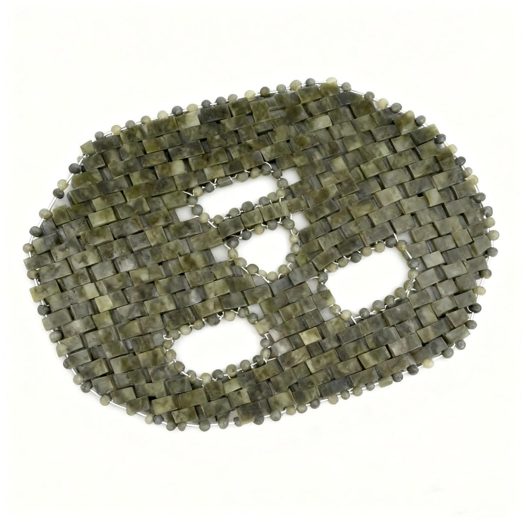 Natural Jade Sleep Mask Facial Eye Cooling Stone Massage Tools for Puffy Eyes Dark Circles (Green)