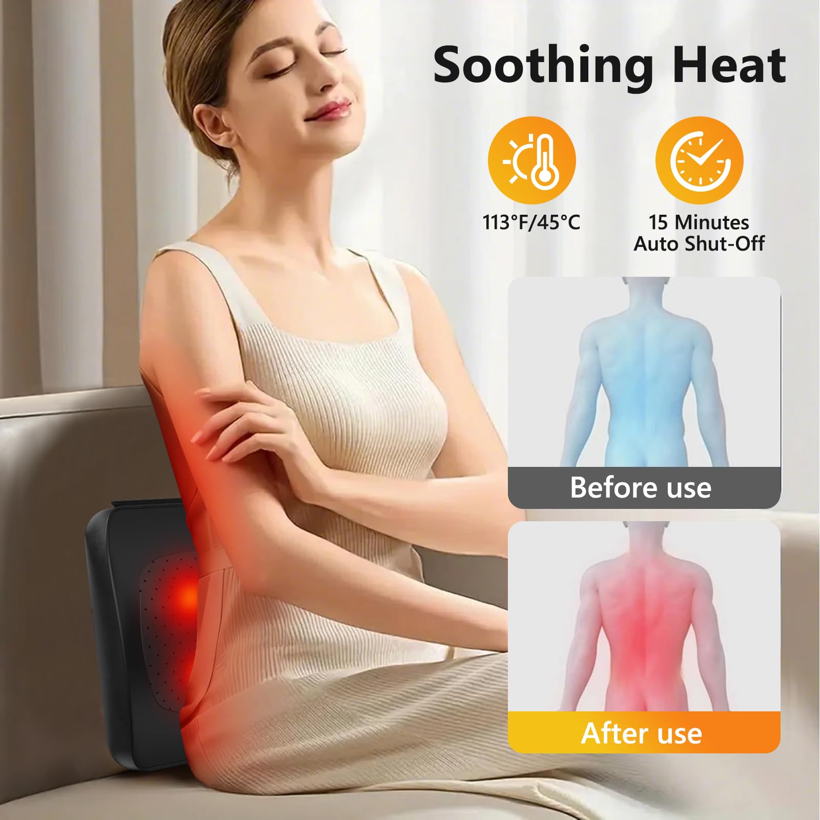 iKristin Back Massager with Heat,Shiatsu Neck Back Massager Pillow,Deep Tissue Kneading Back Massage,Massage Pillow for Shoulder