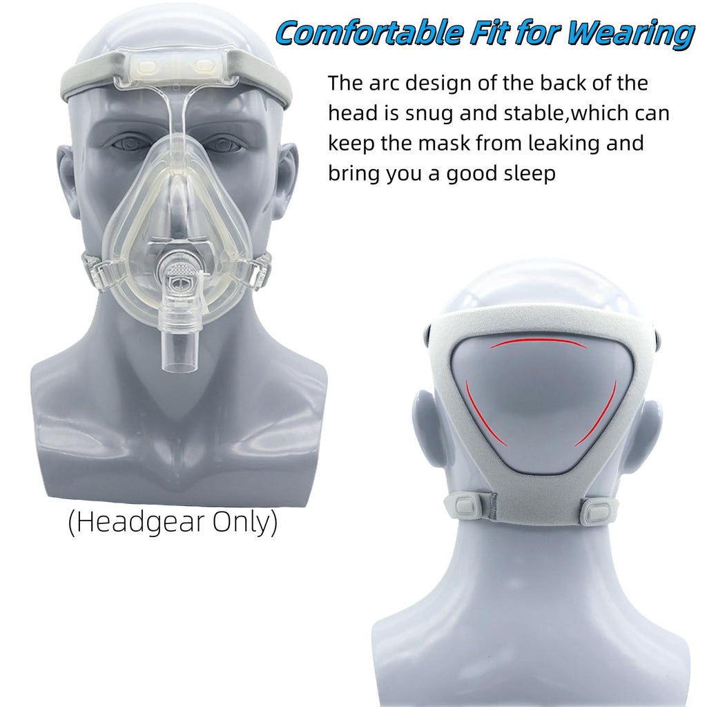 VINLINSKY Universal Replacement Headgear Strap Full Mask Replace Part, 4-Point Adjustable CPAP Headgear, CPAP Accessories for CP
