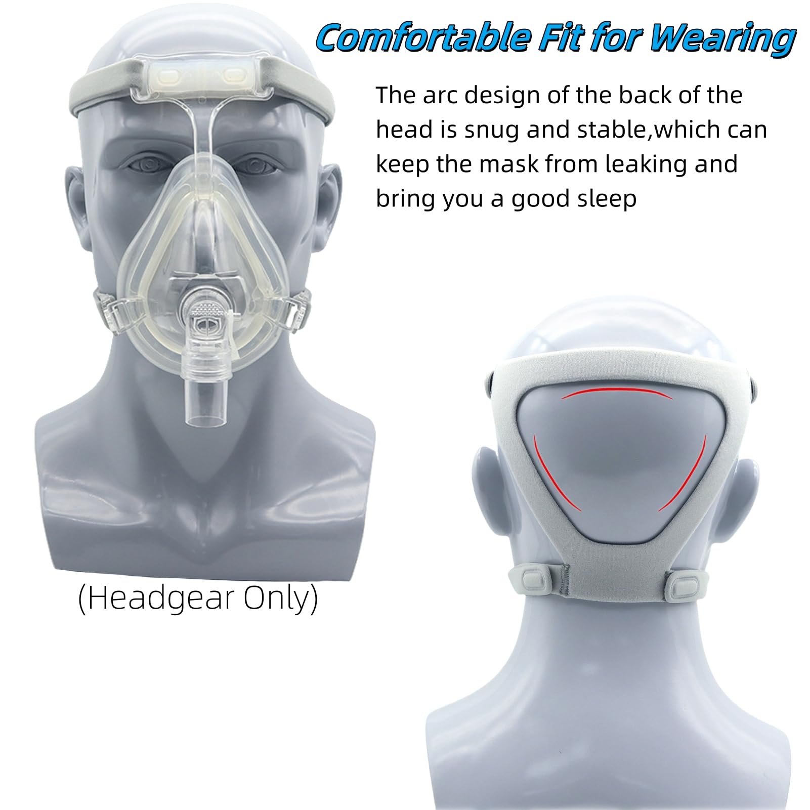 VINLINSKY Universal Replacement Headgear Strap Full Mask Replace Part, 4-Point Adjustable CPAP Headgear, CPAP Accessories for CP