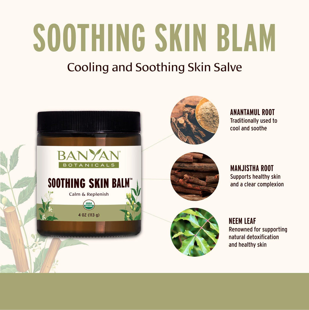 Banyan Botanicals Soothing Skin Balm - Organic Herbal Skin Care Salve with Neem Leaf and Vetiver - Cooling and Soothing Balm For