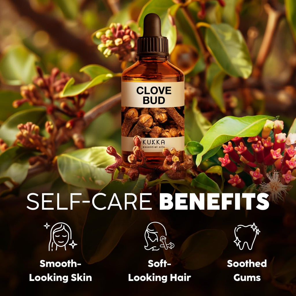 Kukka Clove Oil for Teeth and Gums - 4 Fl Oz - 100% Pure Natural Clove Essential Oil - Steam distilled from Flower Buds for Pote