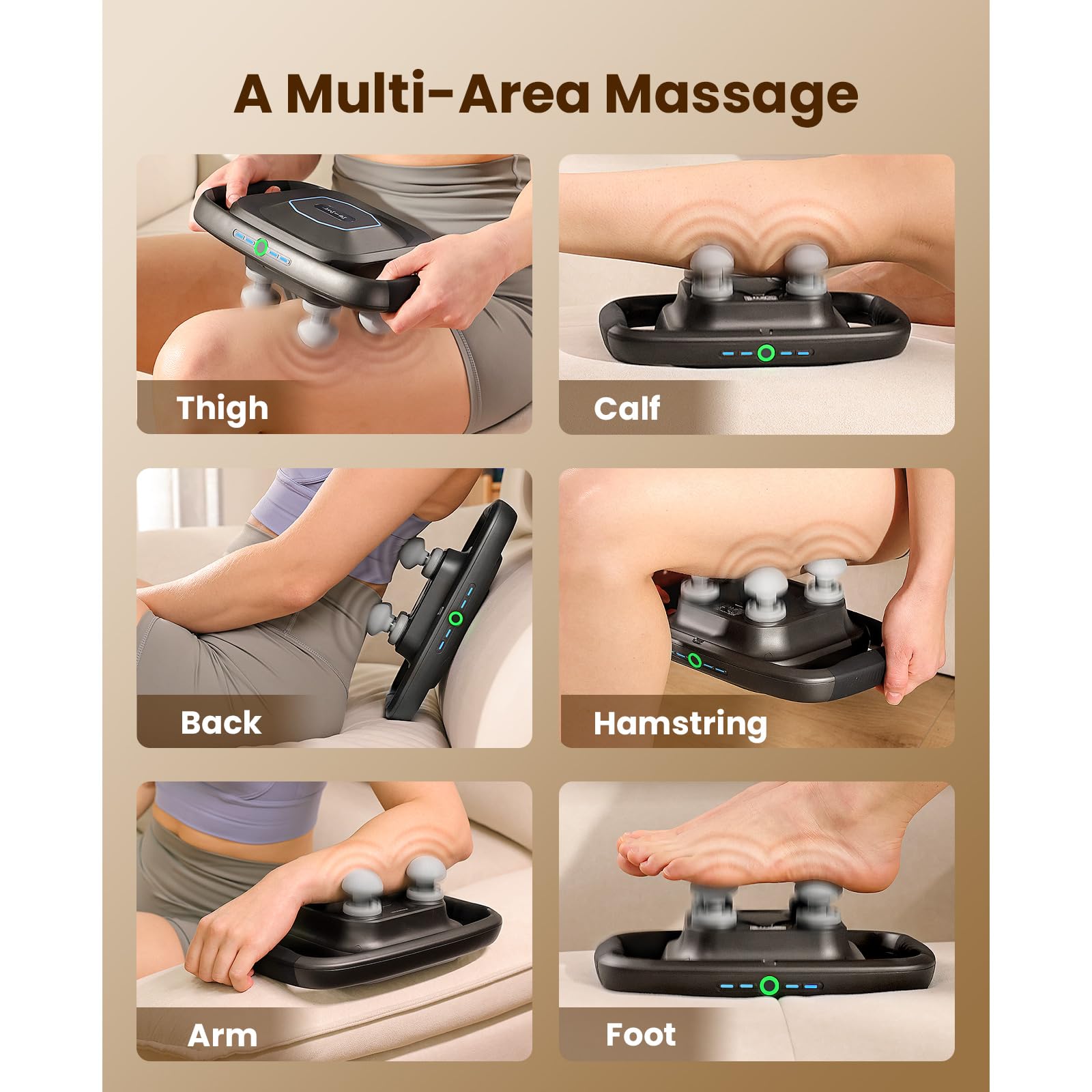 BOB AND BRAD A1 4-Head Massage Gun Deep Tissue, FSA HSA Eligible, 4 Intensity, Replaceable Massager Heads and Plate, Electric Pe