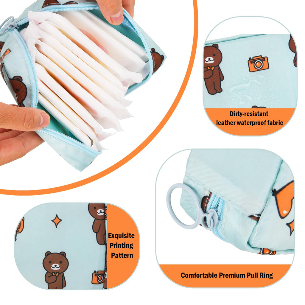 APLZGMG 4Pcs Sanitary Pad Holder, Portable Sanitary Napkin Storage Bag Reusable Period Pad Pouch with Zipper First Period Kit fo