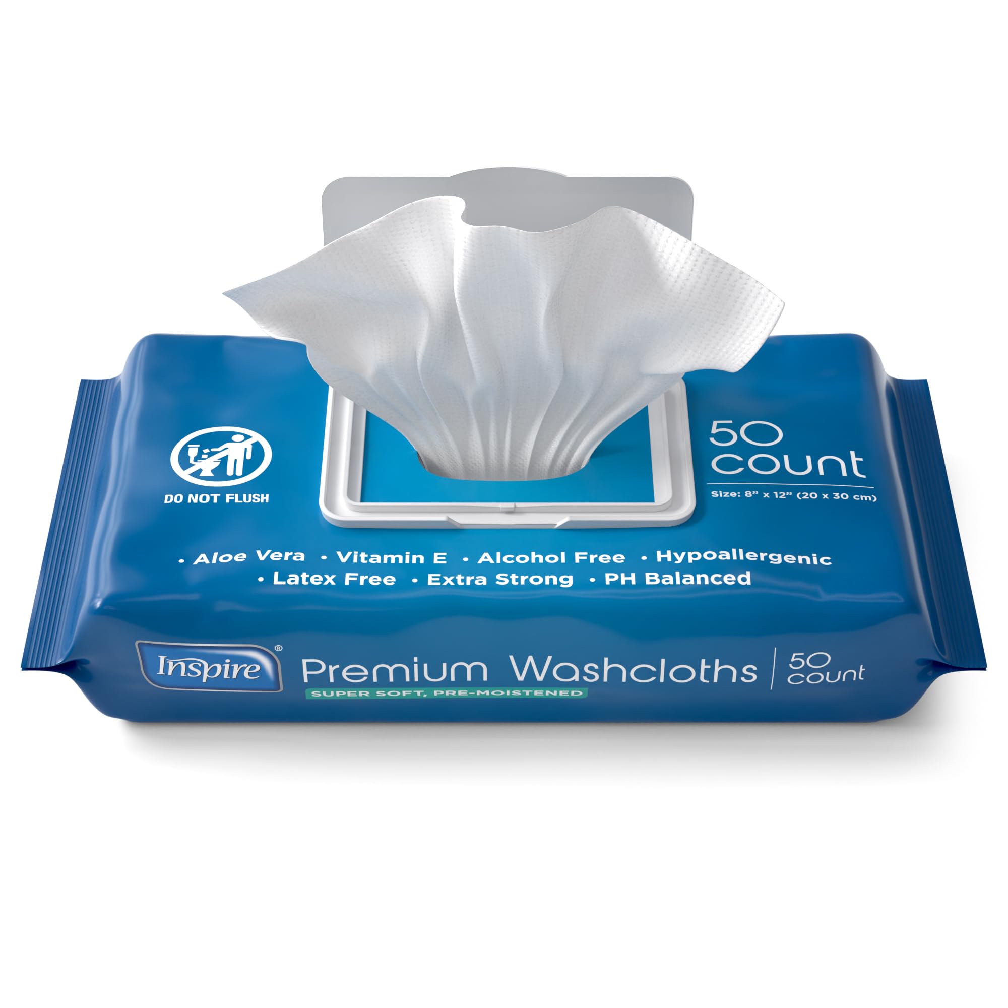 Inspire Adult Wet Wipes Adult Wash Cloths, Adult Wipes for Incontinence & Cleansing, 8x12 600 Count 12 packs of 50