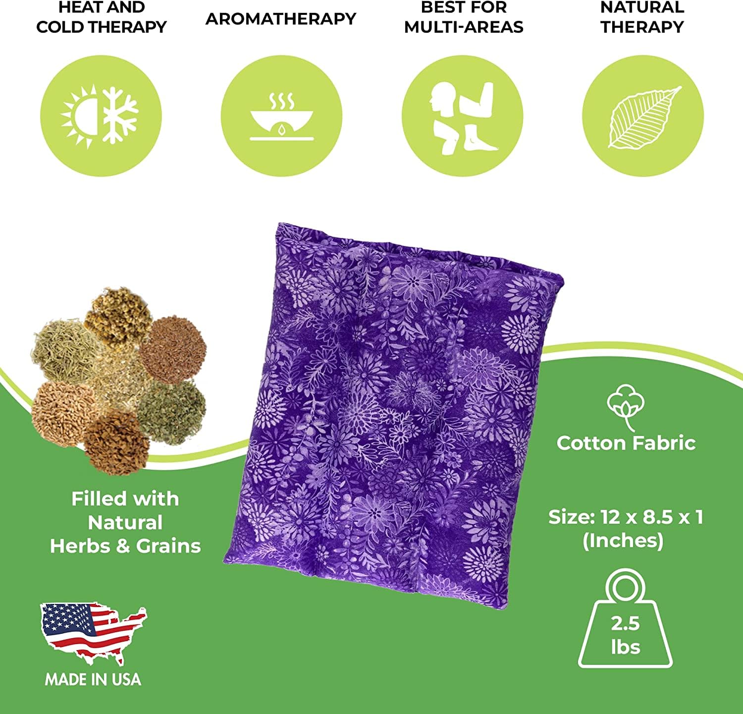 Nature Creation Microwaveable Herbal Heating Pad for Lumbar - Soothing Hot & Cold Therapy Pack for Lower Back- Soothing Relaxati