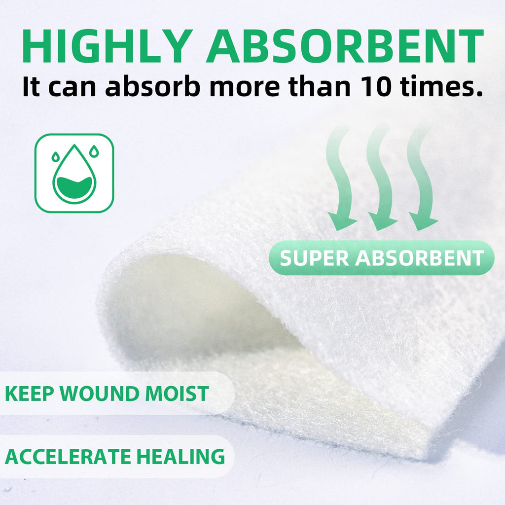 Polynew Calcium Alginate Wound Dressing, 4 x 4-12 Pcs/Box Soft and Highly Absorbent Pads, Home Health Care, Medical Supplies
