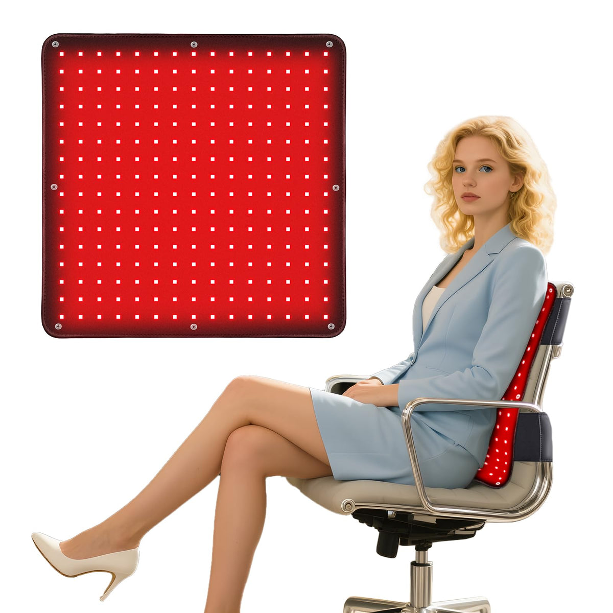 18 x 18Red Light Therapy Mat for Body, 255 LEDs 660nm 850nm Infrared Light Therapy Heating Pad with Car Charger Plug for Back 