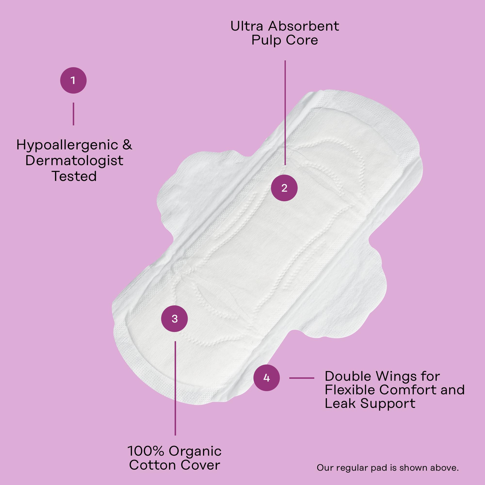 The Honey Pot Company - 80 ct - Pads for Women - Non-Herbal Regular Flow w/Wings - Organic Cotton Cover & Ultra-Absorbent Pulp C