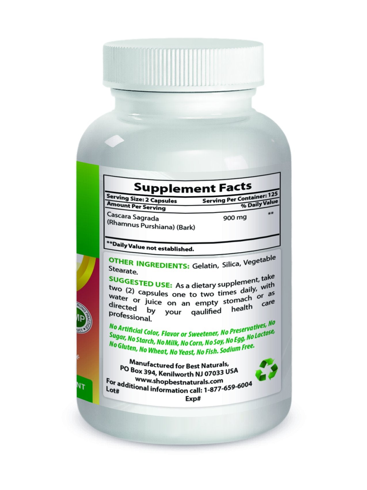 Best Naturals Cascara Sagrada 450 mg 250 Capsules