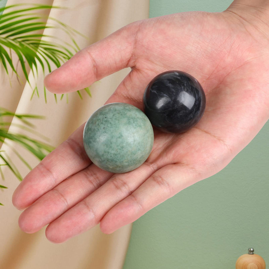 MAGICLULU 4Pcs Solid Baoding Balls Chinese Health Exercise Massage Balls Marble Stone Massage Baoding Balls for Hand Muscle Exer