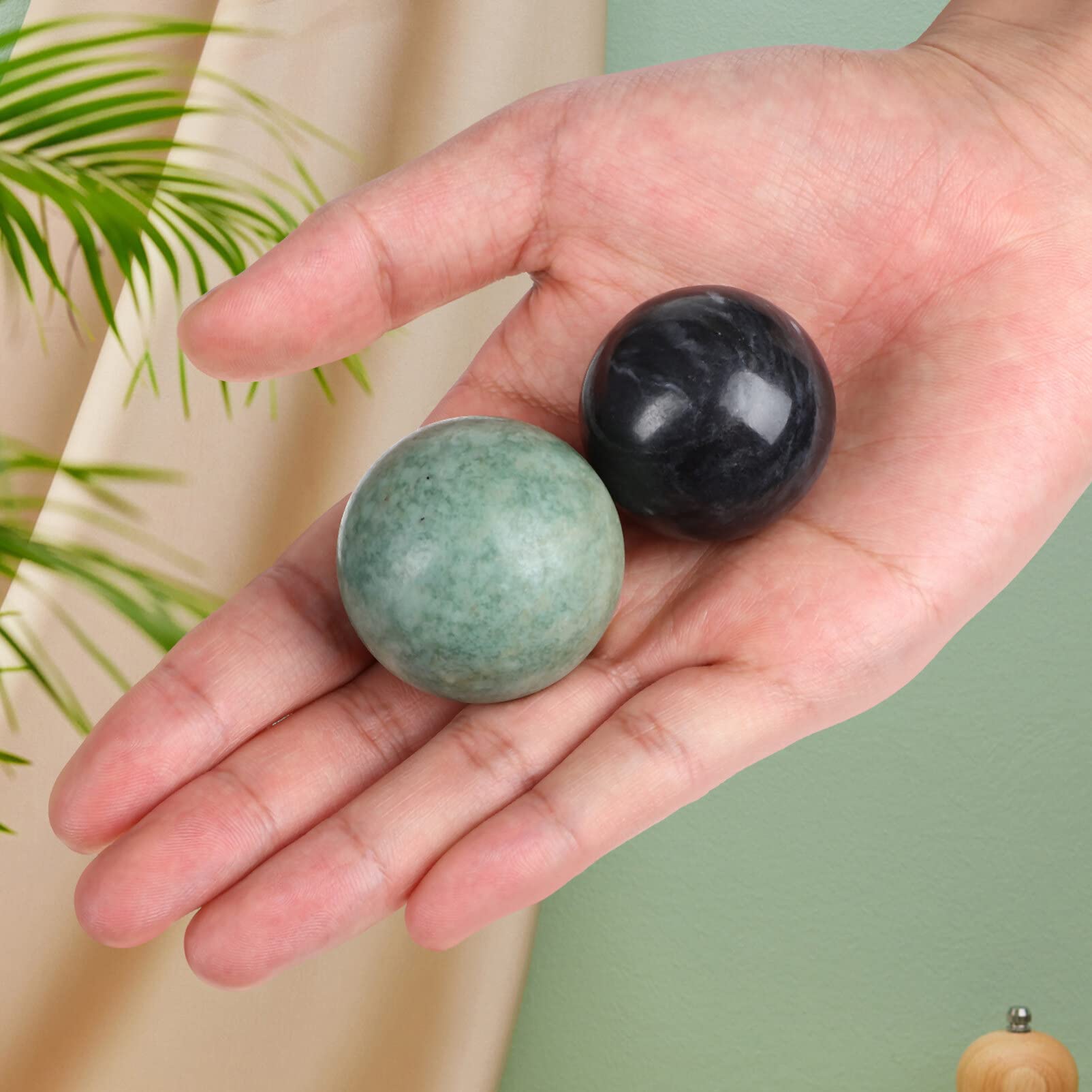 MAGICLULU 4Pcs Solid Baoding Balls Chinese Health Exercise Massage Balls Marble Stone Massage Baoding Balls for Hand Muscle Exer