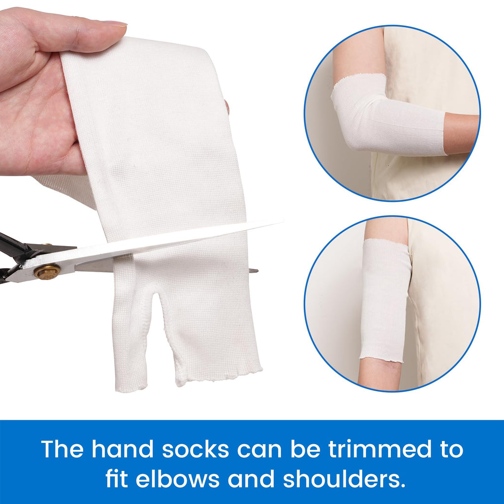 Velpeau Hand Socks for Splint (Pack of 10), Breathable, Thin Stockinette Tubing for Arm, Wrist Brace with Thumb Spica Liner, Cot
