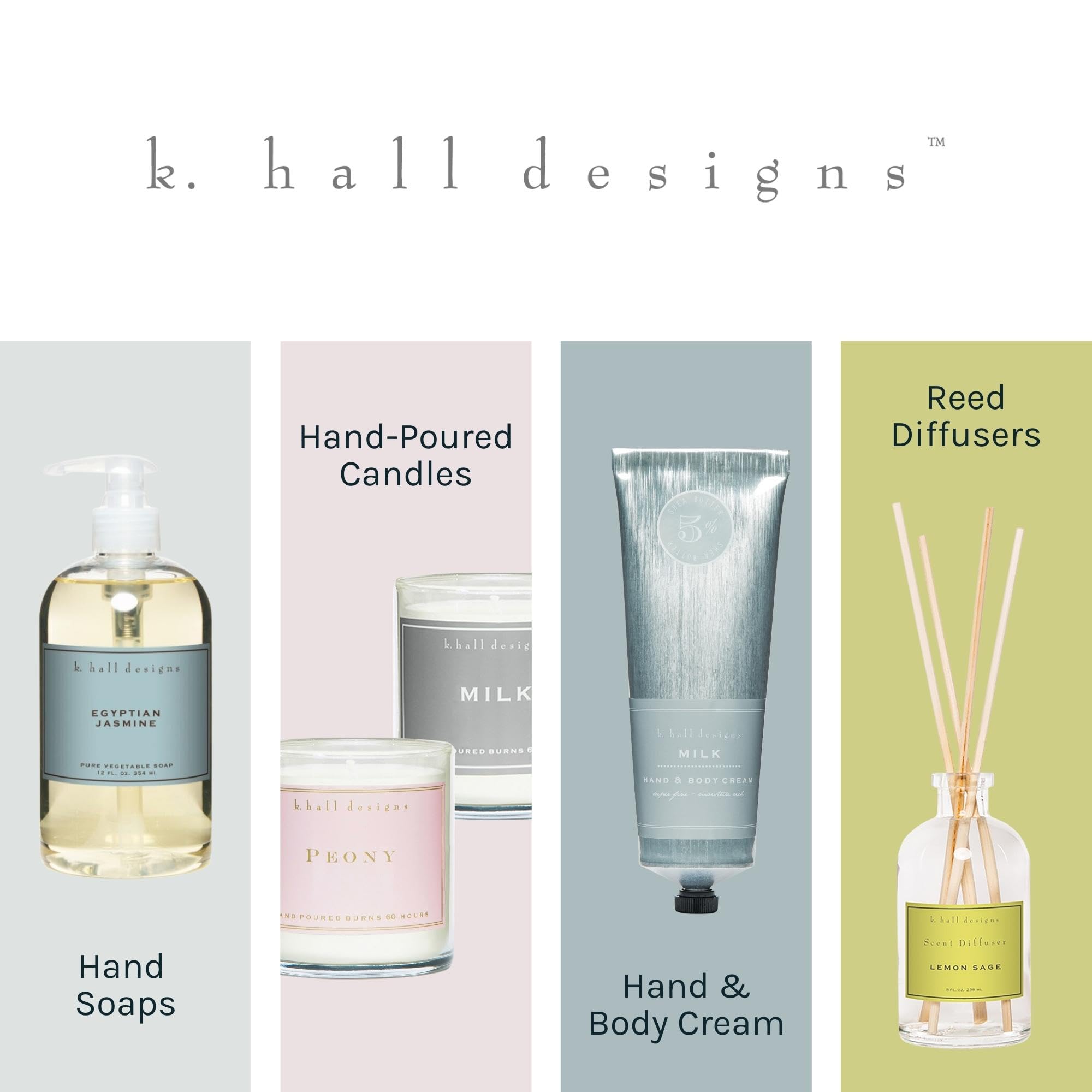 K. Hall Designs Lemon Sage Boxed Diffuser Kit, Citrus Scent with Herbaceous Notes, Reed Diffuser Set for Home, Long Lasting Arom
