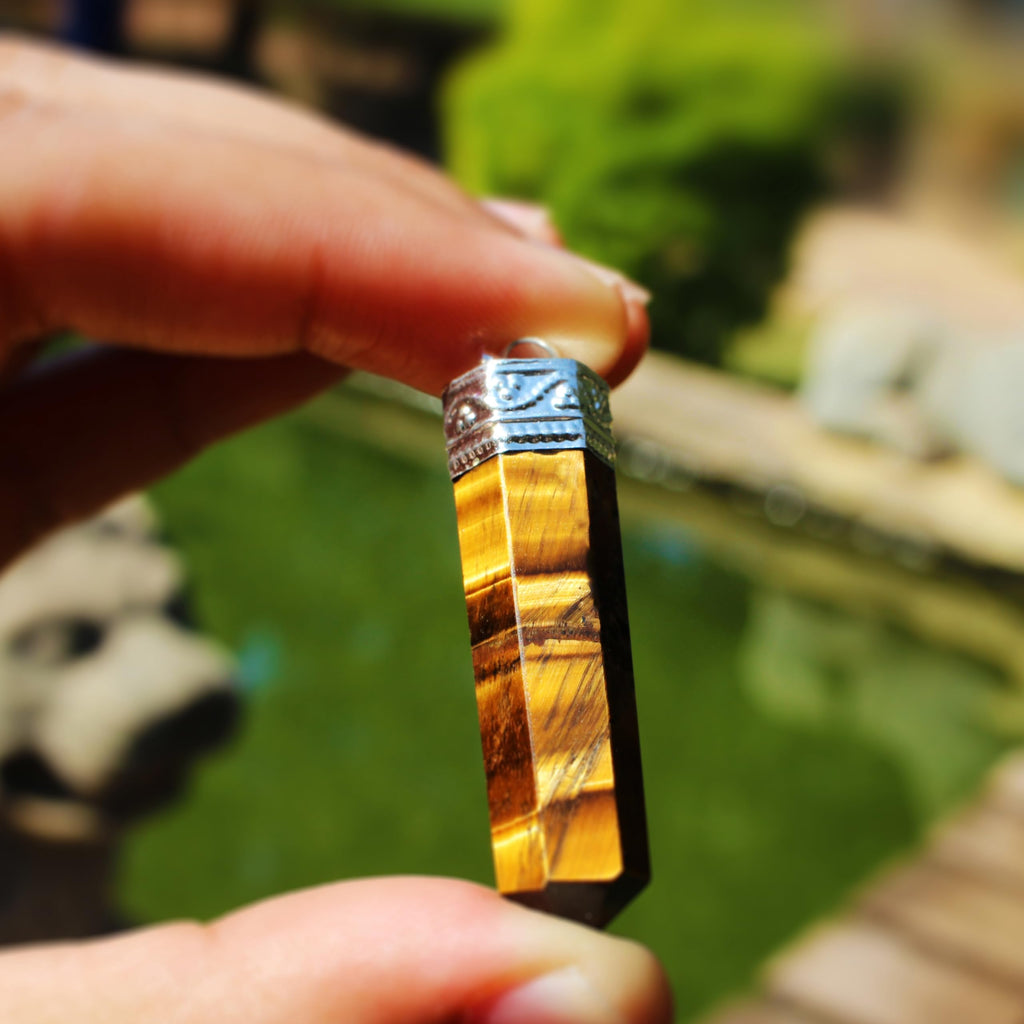 Sugandha Wellness Tiger Eye Healing Crystal Necklace - Inner Power & Focus. Confidence & Protection Stone Pendant. Jewelry Gift