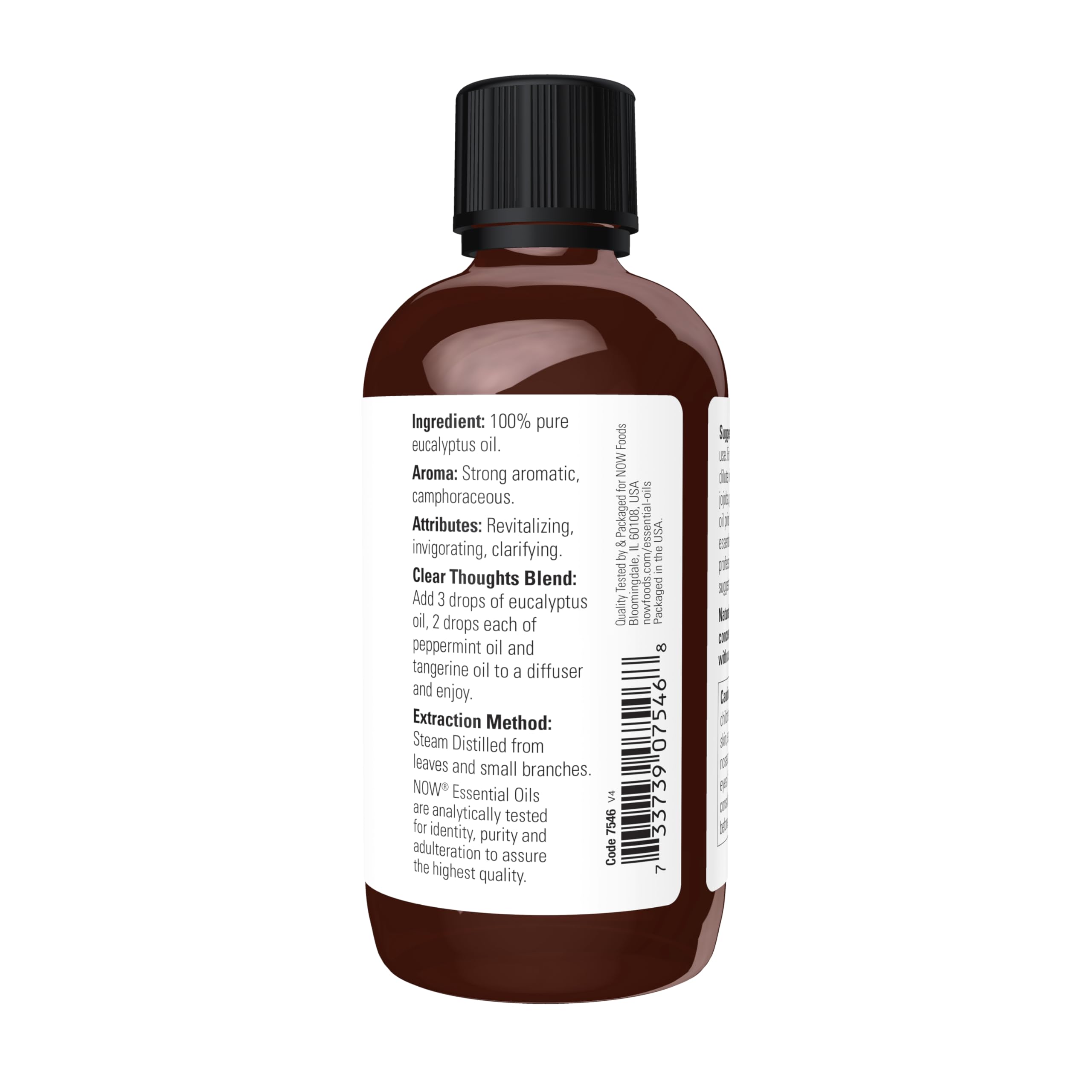 NOW Essential Oils, Eucalyptus Oil, Clarifying Aromatherapy Scent, Steam Distilled, 100% Pure, Vegan, Child Resistant Cap, 4-Oun