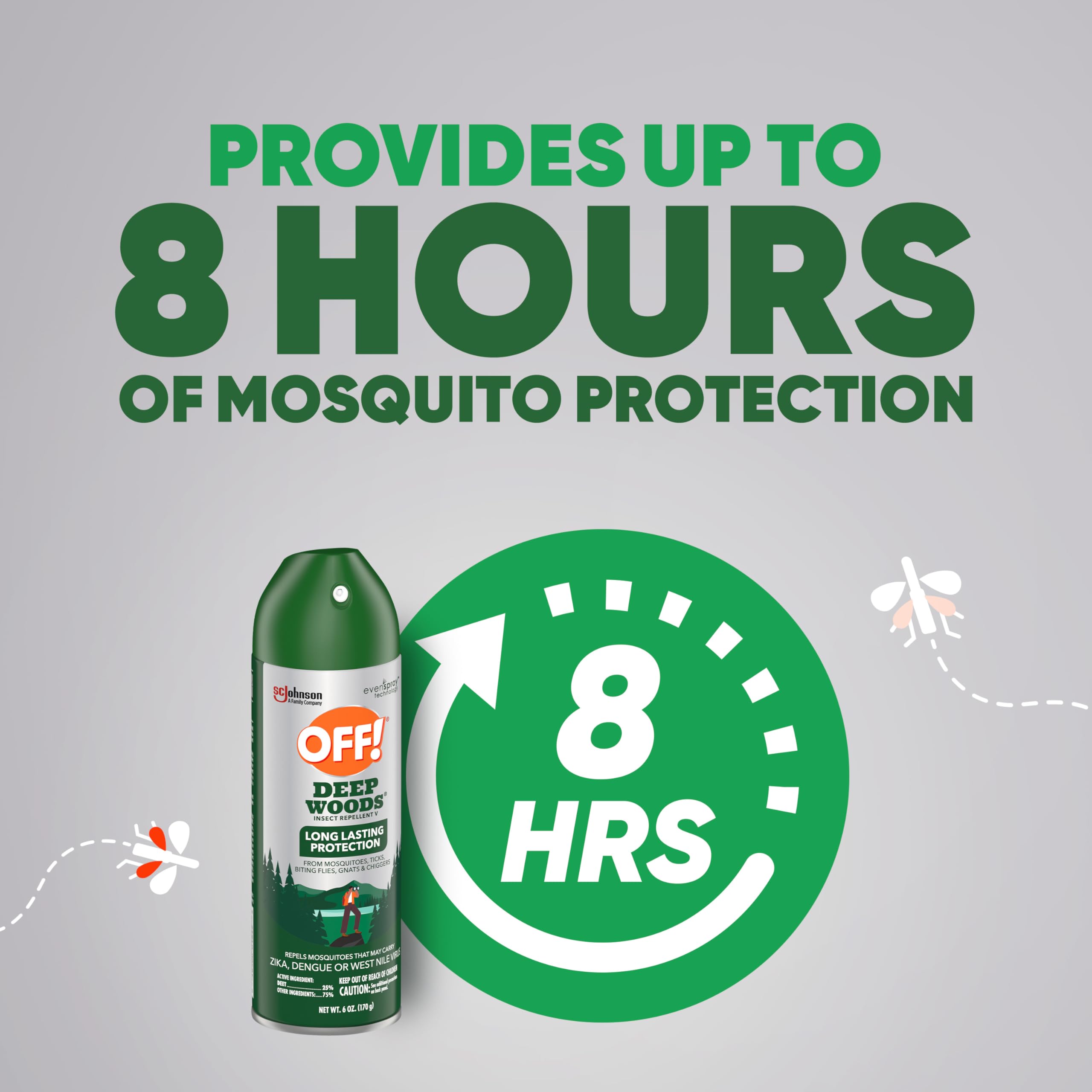 OFF! Deep Woods Insect Repellent Aerosol, Bug Spray with Long Lasting Protection from Mosquitoes, 6 oz (Pack of 12)