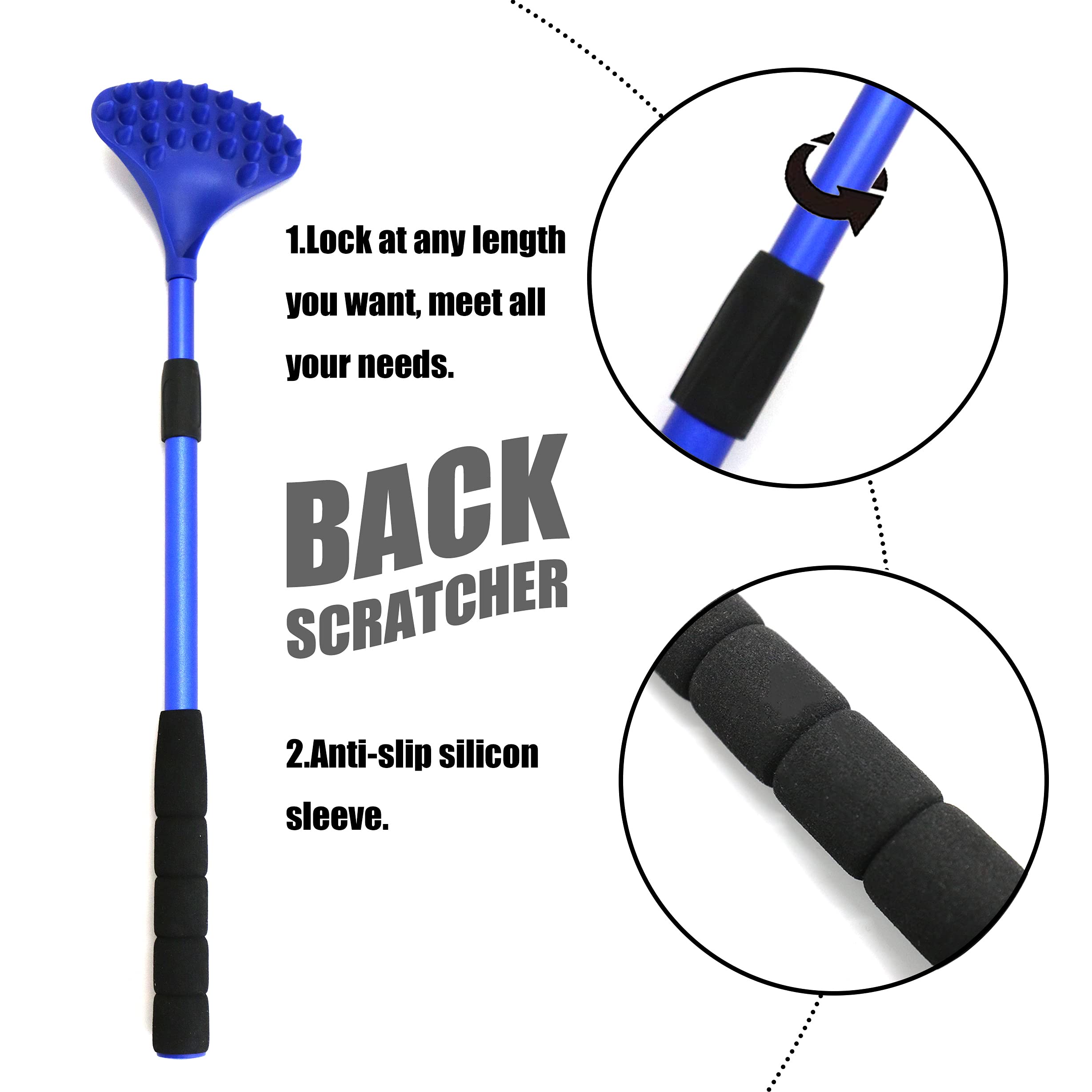 EASACE 2 Pack Back Scratcher for Women Men Extendable with Strong ABS Massage Head, 21inch Body Scratcher for Adults - Pets Comp