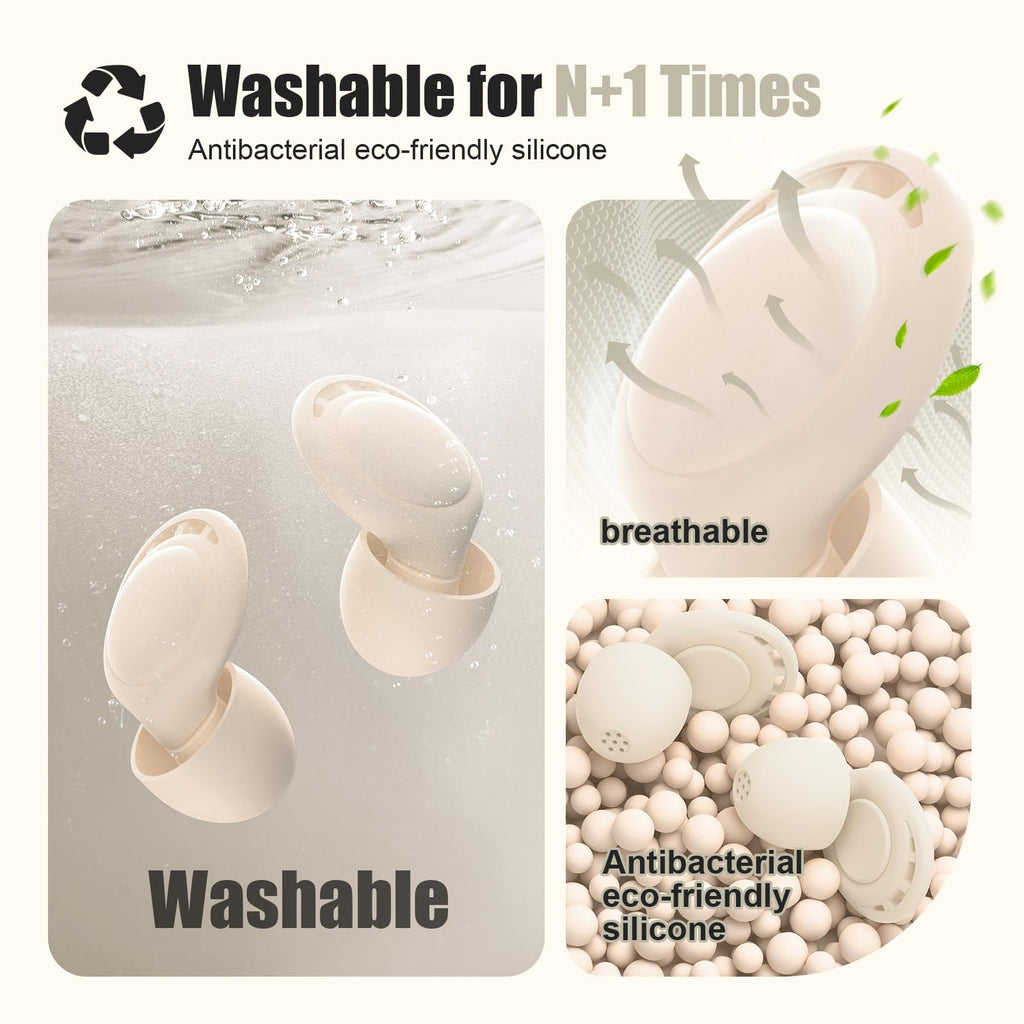 Ear Plugs for Sleeping Noise Reduction, Beinkap Reusable Earplugs Hearing Protection for Focus, Study, Work - 6 Pair Eartips in