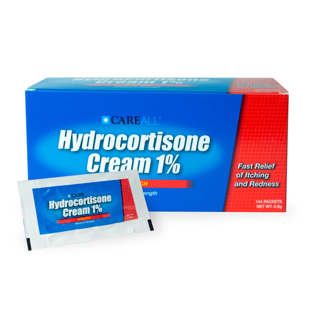 CareAll Hydrocortisone Cream 1% (144 Pack), 0.9gr Foil Packet, Maximum ...