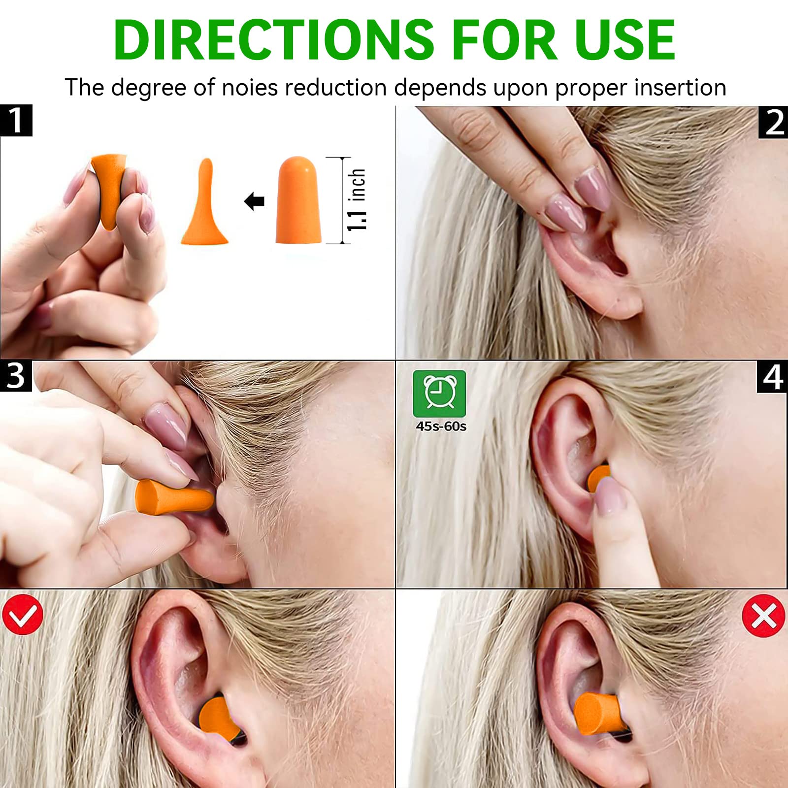 60Pairs Foam Earplugs, 38dB Noise Reduction Ear Plugs, Hearing Protection EarPlugs for Sleeping Noise Cancelling,Shooting Range,