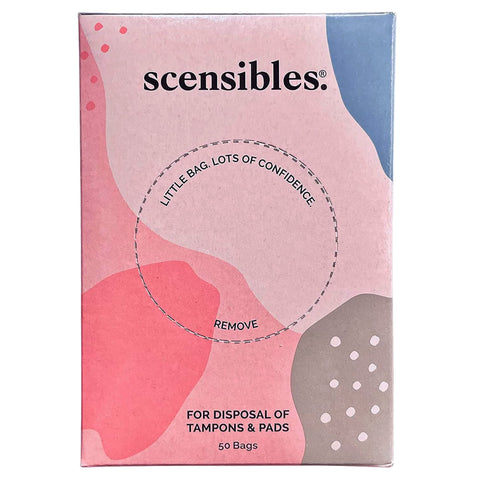 Scensibles Personal Care Disposal Bags (50 Count) - For Tampons, Pads, Liners, Condoms & More - Discreet, Hygienic & Odor-Reduci