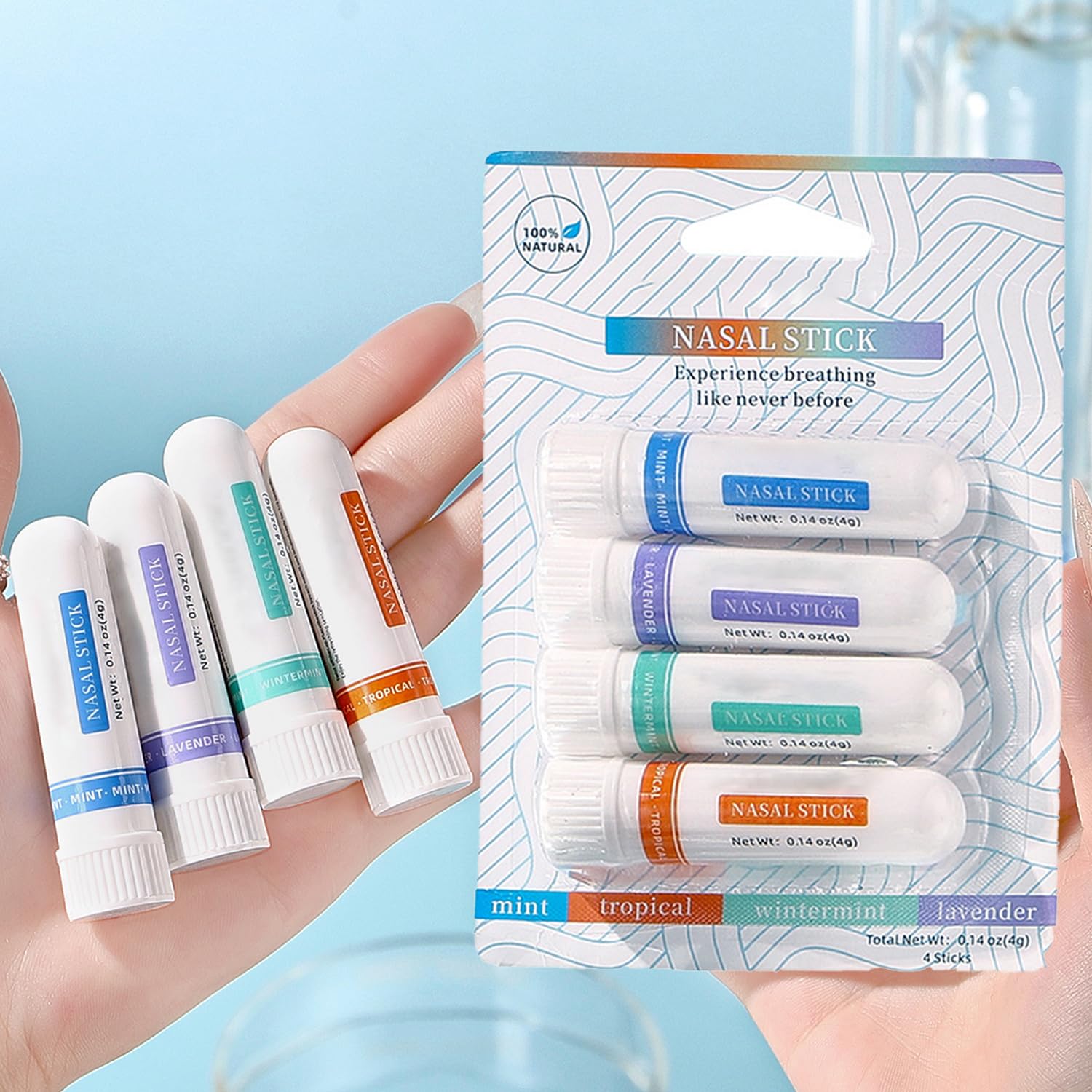 affeeco Nasal Stick Boost Energy Set, Nose Inhaler Stick,Nasal (Set of 4)