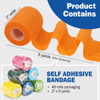 AZEN 40 Pack Self Adhesive Bandage Wrap, 2 X 5 Yards Elastic Cohesive Bandage Wrap, Color Athletic Tape, Vet Wrap, Ankle Tape, T