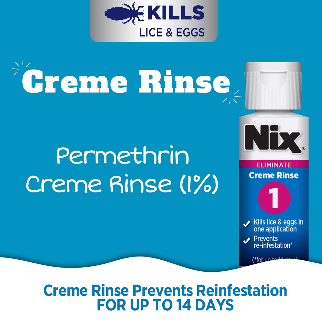 Nix Lice Killing Creme Rinse Extra Strength Family Pack, 2 Creme Rinse, 2 fl oz bottles & 2 Lice Combs
