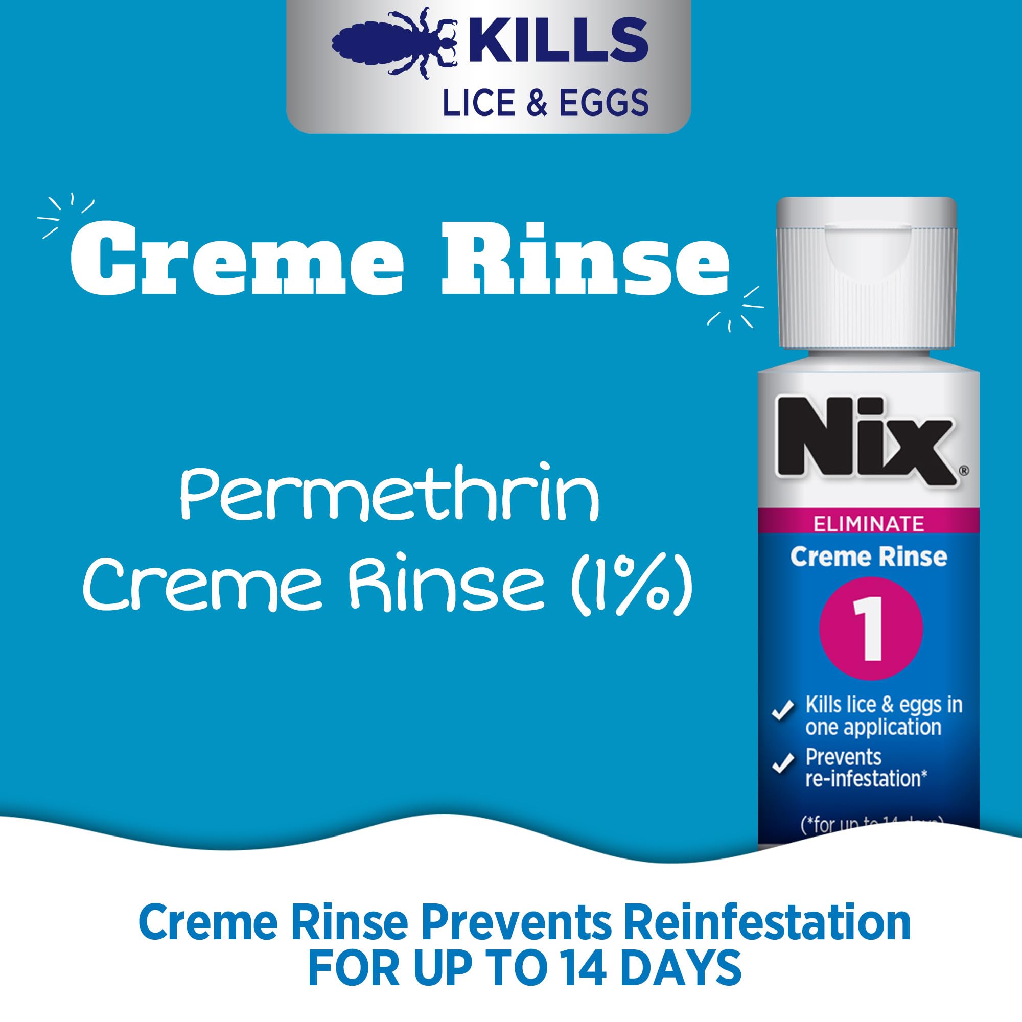 Nix Lice Killing Creme Rinse Extra Strength Family Pack, 2 Creme Rinse, 2 fl oz bottles & 2 Lice Combs