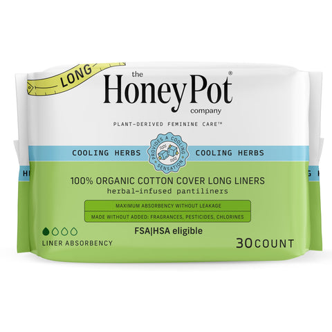 The Honey Pot Company - Herbal Panty Liners for Women - Long Panty Liners - Infused w/Essential Oils for Cooling Effect & Organi
