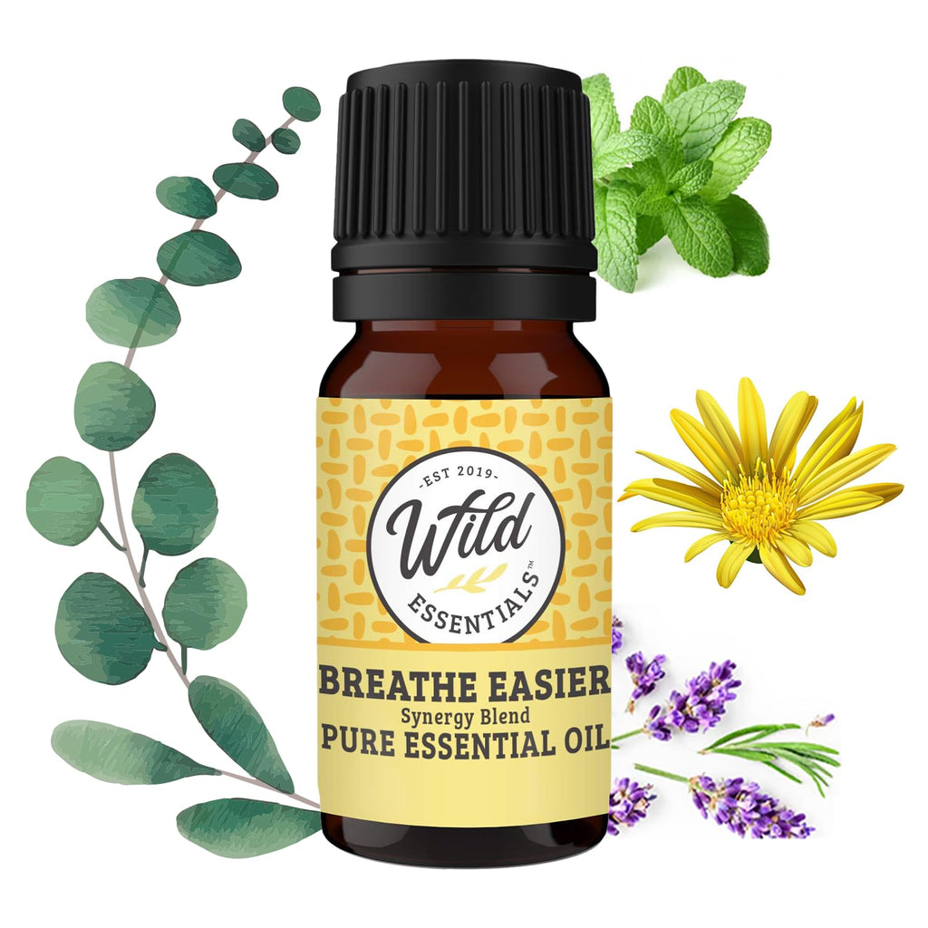 Wild Essentials Breathe Easier 100% Pure Essential Oil Synergy Blend - 10ml, Cool and clearing for Congestion, Sinus, Allergies,