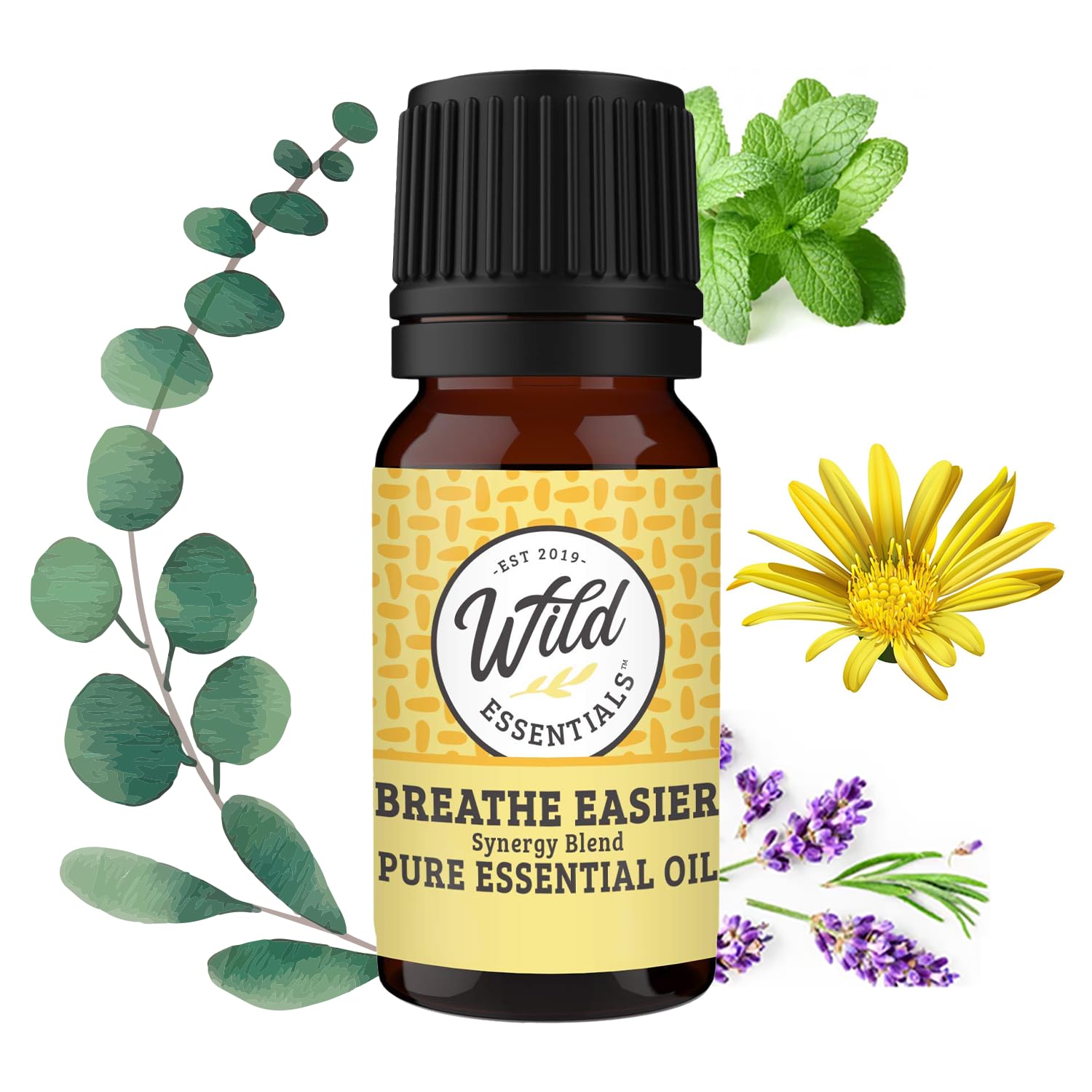 Wild Essentials Breathe Easier 100% Pure Essential Oil Synergy Blend - 10ml, Cool and clearing for Congestion, Sinus, Allergies,