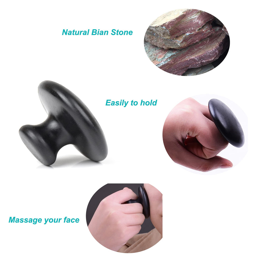Windfulogo 2 Pcs Mushroom Shaped Massage Stones Natural Bian Stone Hot Rock for Spa Massage