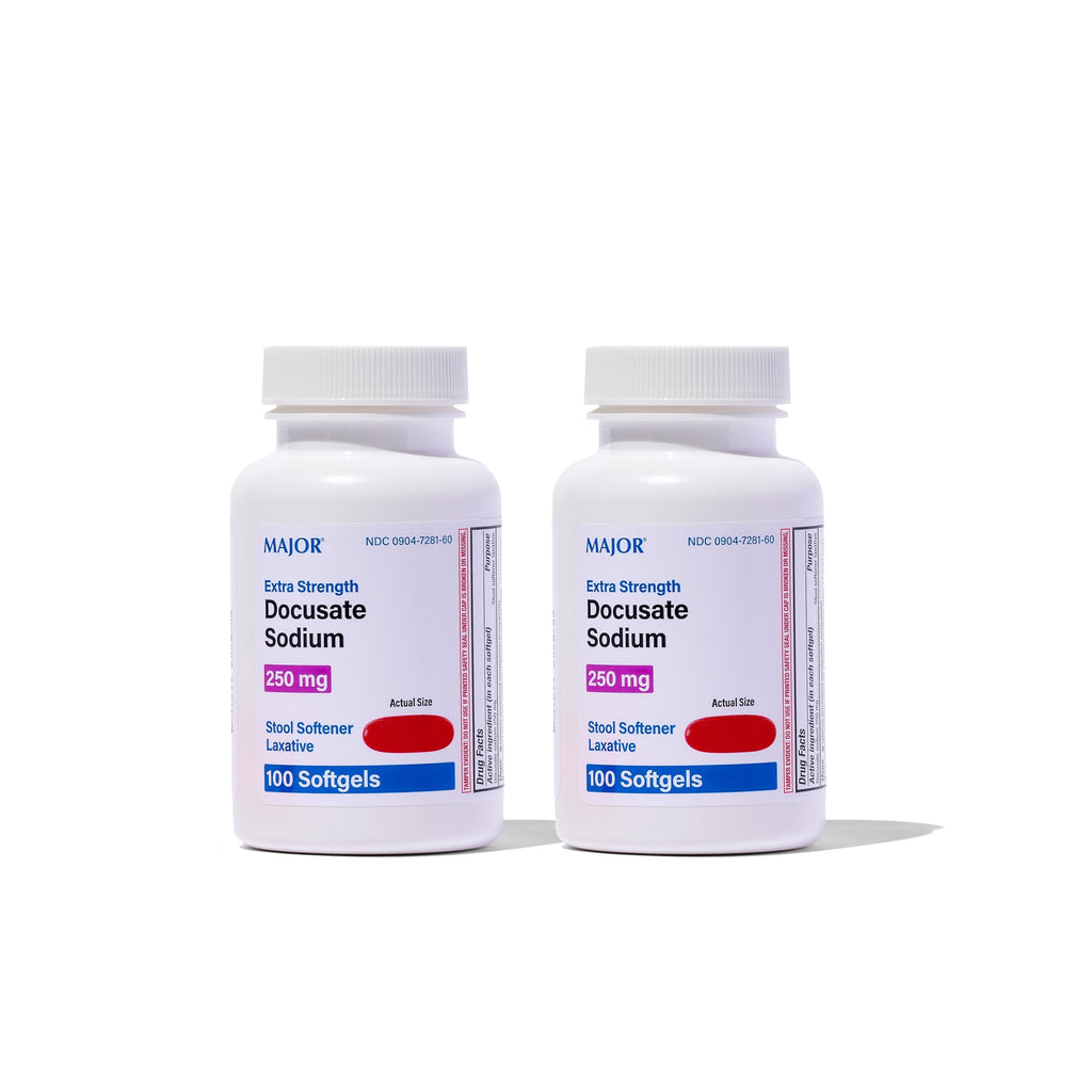 Major Docusate Sodium 250 mg - Extra Strength Stool Softener Laxative Softgels for Constipation Relief - Gentle Stool Softeners 