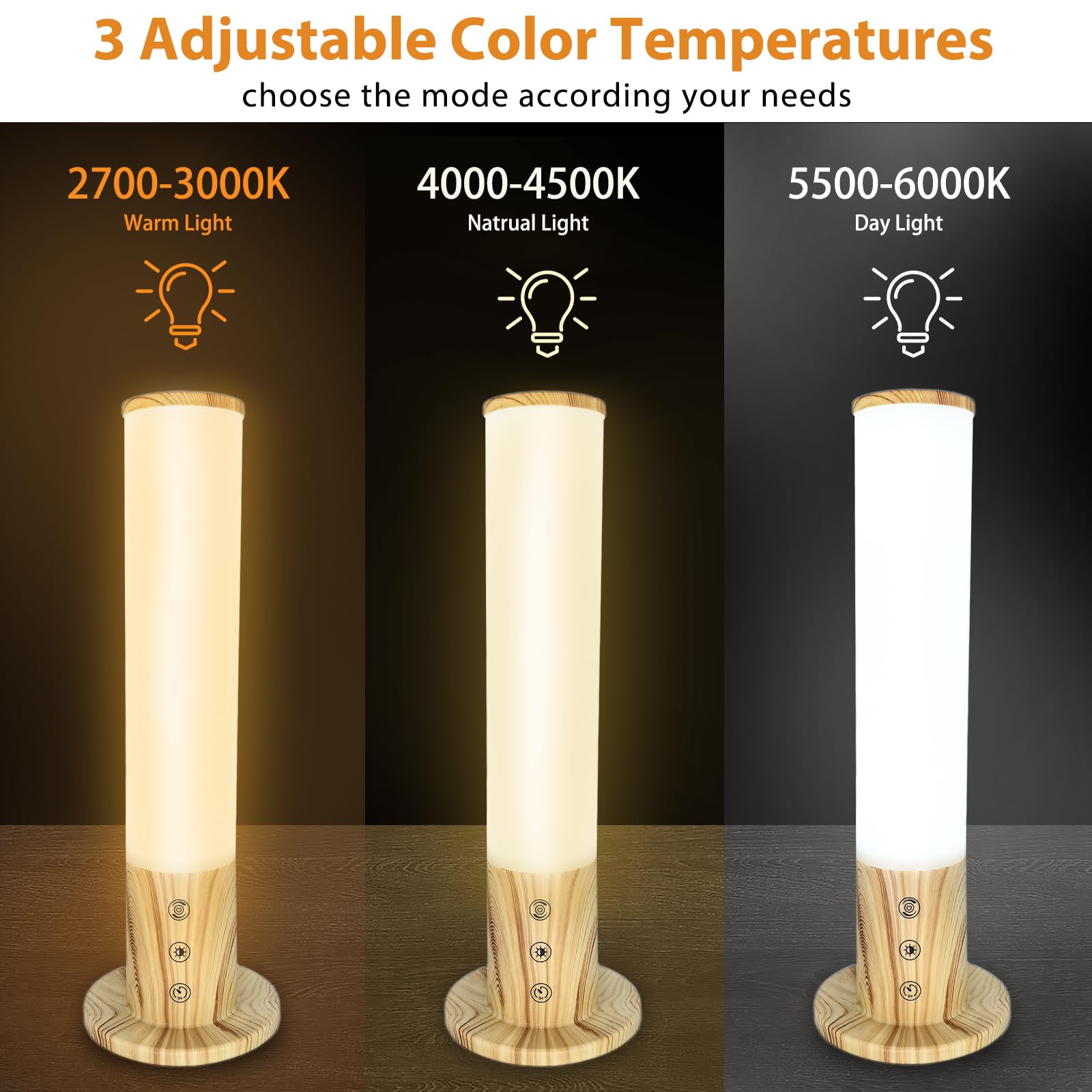 VUSIHOO Light Therapy Lamp 10,000 Lux Happy Sunlight Lamps UV-Free with 3 Color Temperatures, Adjustable Brightness,Timer & Memo