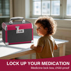 LOCKCURX Medication Lock Box - Childproof Medicine Box with Combination Lock, Medical Storage Case with Tray, Travel First Aid B