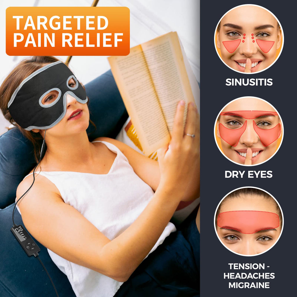 Elekheal Sinus Relief Mask with 3 Heat Settings for Sinus Pressure, Face Heating Pad for Sinusitis, Tension Headache