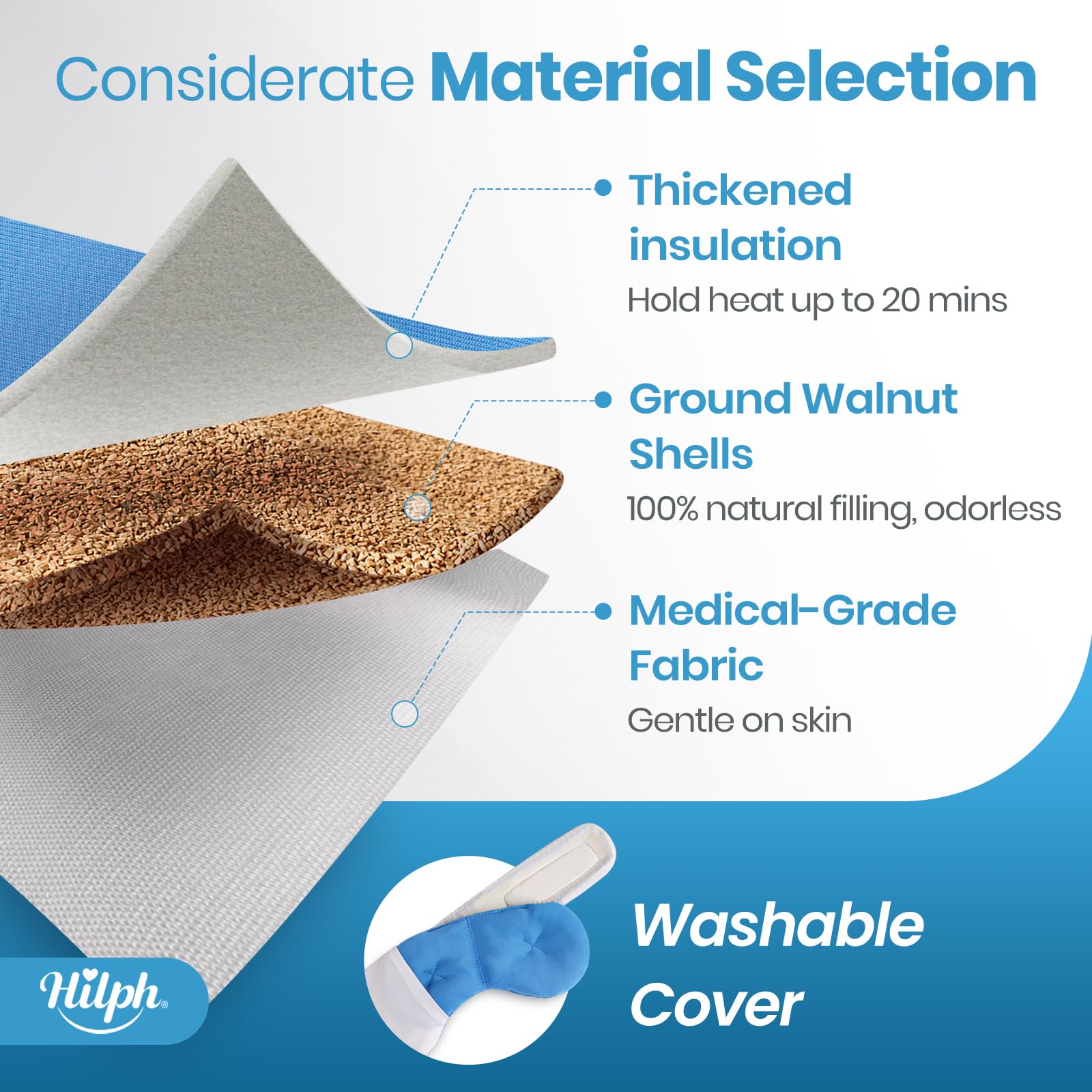 Hilph Microwave Heated Eye Mask for Dry Eyes, Warm Eye Compress Heat Therapy Weighted Eye Mask with Removable Cover for Blephari