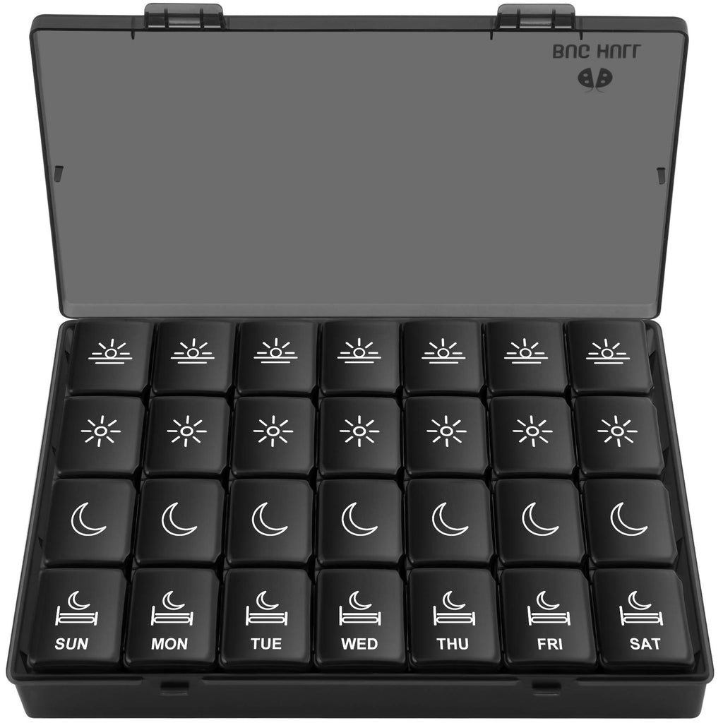 XL Pill Organizer 4 Times a Day,BUG HULL Large Weekly Pill Box for Travelling, Portable Pill Cases 7 Day pill Container Removabl
