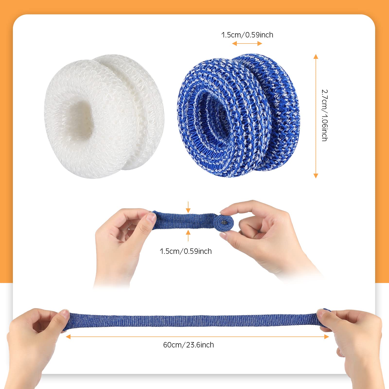 Nuanchu Tubular Bandage Finger Roll Cotton Finger Cots Elastic Thumb Gloves Dressings Fingertips Gauze Blue White Disposable Ban